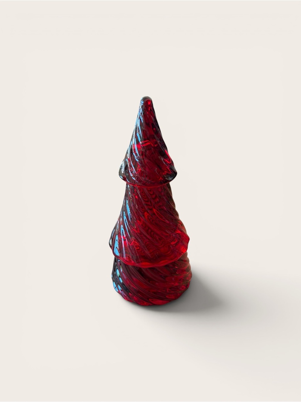 TAG Red Swirled Glass Tree Votive Holder